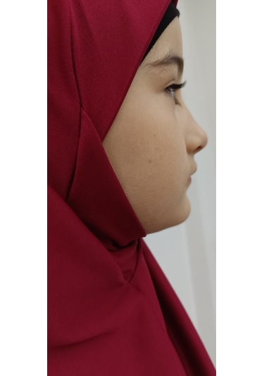 Kız Çocuk Tek Parça Namaz Elbisesi Bordo