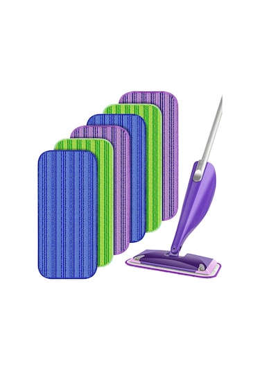Lemestar Swiffer Wet Jet Uyumlu Mikrofiber Mop Padı - 12 İnç, 6 Adet 2 Yeşil+2 Mor+2 Mavi , Yıkama Yapılabilir, Tekrarlı Kullanım, Ahşap-keramik-zemin Temizliği