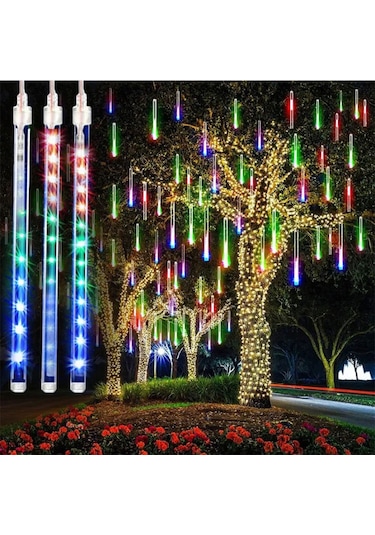 Meteor Kayan Led Işık 10lu Set Tüp 50 Cm Rgb Aydınlatma
