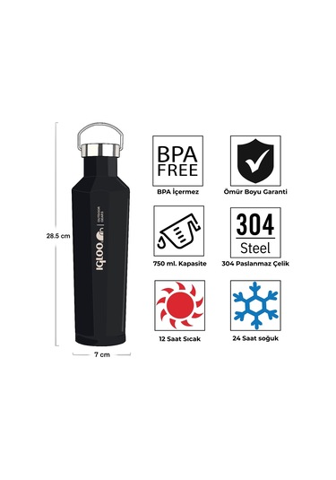 Igloo Pentagon Termos 750ml-siyah Siyah