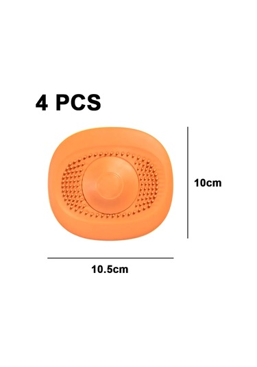 Suofeng 4 Adet Silikon Tüp Kapağı - Duş Banyo Lavabo Tüp Filtresi - Saç Geri Kalıntı Engelleyici - Koku Engelleme - Turuncu Portakal