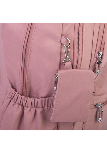 Nas Bag Unisex Büyük Boy Hafif Çok Gözlü Sırt Çantası Gül Kurusu Gül Kurusu