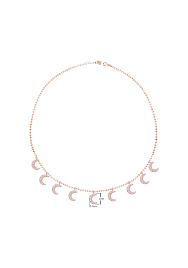 Zirkon Taşlı Pırlanta Montür Gümüş Rengi Kaplama Sıralı Taşlı Ay