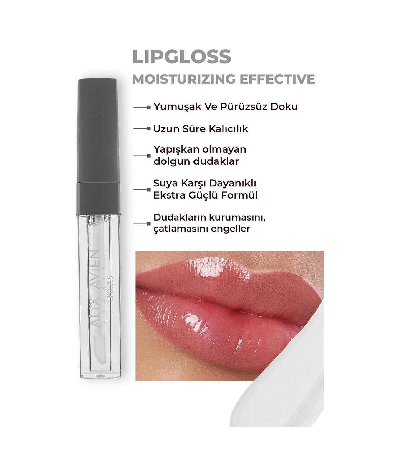 Alix Avien Uzun Süre Kalıcı Yapışkan His Bırakmayan Nemlendirici Dudak Parlatıcısı Lipgloss 07 Glossy Purity 01