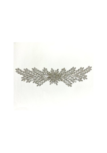 Ütüyle Yapışan Kristal Taşlı Aplike - Gümüş