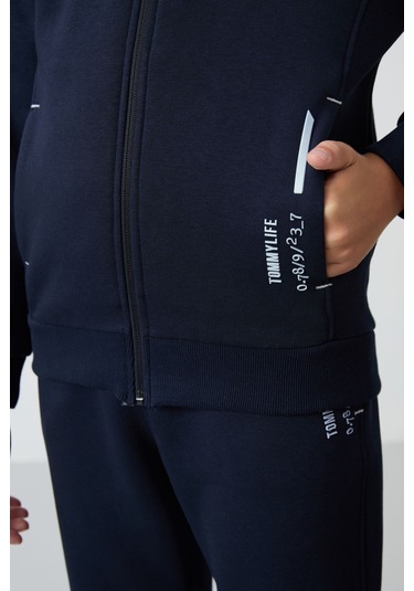 Tommy Life Lacivert Pamuklu Kalın İçi Tüylü Yumuşak Dokulu Standart Fit Nakışlı Erkek Çocuk Eşofman Takım - 11 Lacivert