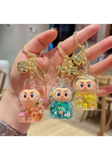 Karikatür Oturan Labubu Koyun Anahtarlık Kız Sırt Çantası Kolye Araba Fildişi