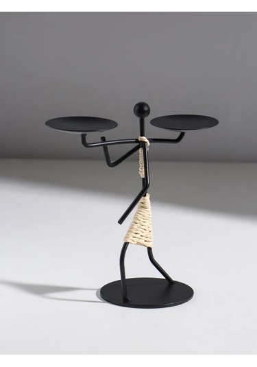 Simalend Mum İçin Metal Figürlü Şamdan 458077854 Siyah