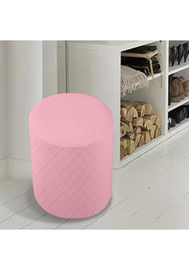 Suntek Magideal Yuvarlak Streç Osmanlı Slipcovers Footrest Kanepe Pembe