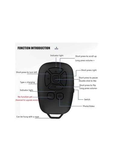 Instagram Tiktok Bluetooth Uzaktan Kumanda Sayfa Çevirici Video Kaydı Selfie Kumandası