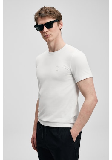 Lufian Pablo Modern Grafik T- Shirt Kırık Beyaz Kırık Beyaz 111020318100510 Kırık Beyaz