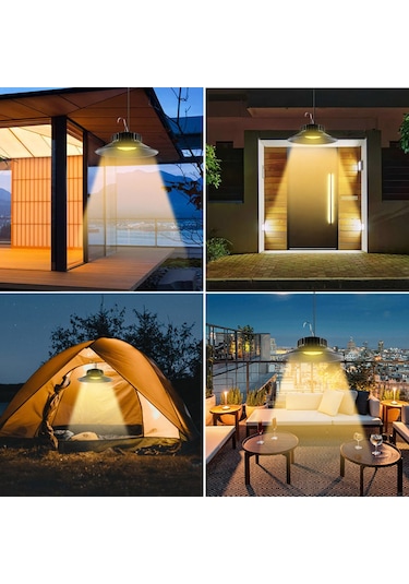 Gajeena Güneş Enerjili Dış Mekan Led Lambası, Ip65 Su Geçirmez, 3 Renk Tonu, Uzak Kumanda, Çadır Ve Bahçe Işığı Tekli Paket