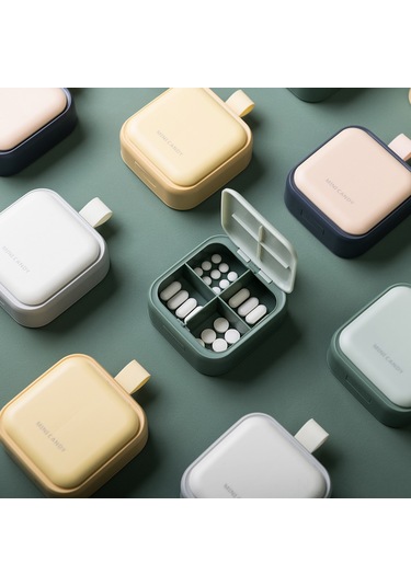 Symbee Beyaz Taşınabilir Mini İlaç Kutusu - Bölmeli, Hermetik, Günlük Kullanıma Uygun İlaç Saklama Kutusu Beyaz