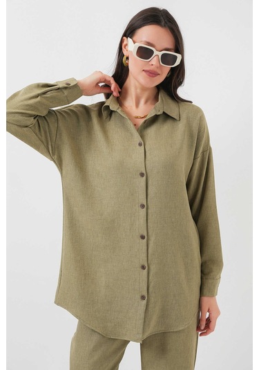 Gabria Keten Ön Düğmeli Takım Haki