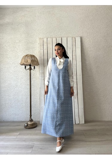 Bebe Mavisi Tüvit A-kesim Jile Elbise