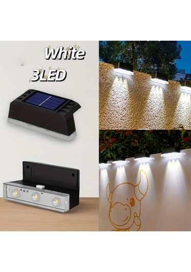 Gateesat Güneş Enerjili 3 Led Basamak Aydınlatma Bahçe Ve Merdiven Işığı Beyaz