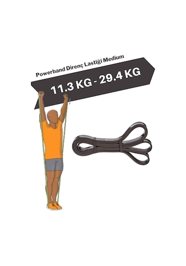 Powerband Direnç Lastiği ve Egzersiz Bandı Siyah Medium Siyah