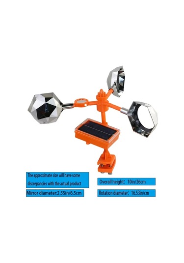 Motion003 Güneş Enerjili Yansıtıcı Rüzgar Değirmeni Kuş Kovucu Cihazı Ses Kutusu Turuncu Bahçe Çiftlik Kuş Kovar Dayanıklı Plastik