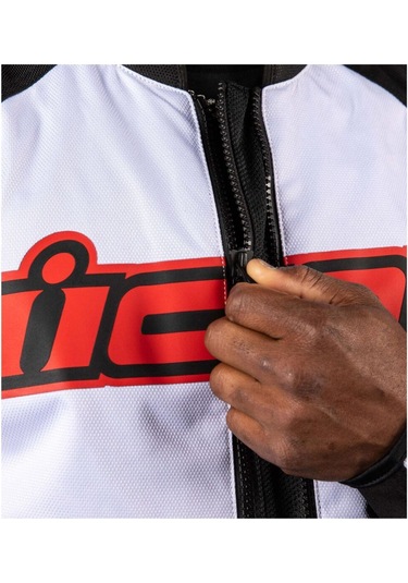 Icon Overlord 3 Korumalı Motosiklet Montu Siyah Beyaz