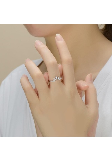 Altın Modian 925 Ayar Gümüş Eşkenar Dörtgen Aaa Temizle Cz Taç Moda Altın Renk Parmak Yüzük Kadınlar İçin Güzel Düğün Takısı