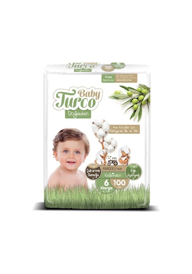 Baby Turco Doğadan Bebek Bezi 6 Numara Xlarge Aylık Fırsat Paketi 100 Adet