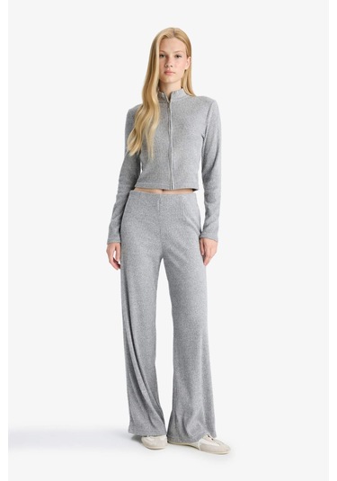 Defacto Dik Yaka Fermuarlı Sweatshirt F0999ax25wngr256 Gri-gr256