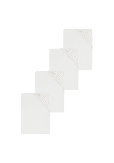 4 Adet Düz Pamuklu Tek Kişilik 80 X 200 X 30 Cm Lastikli Penye Çarşaf Beyaz