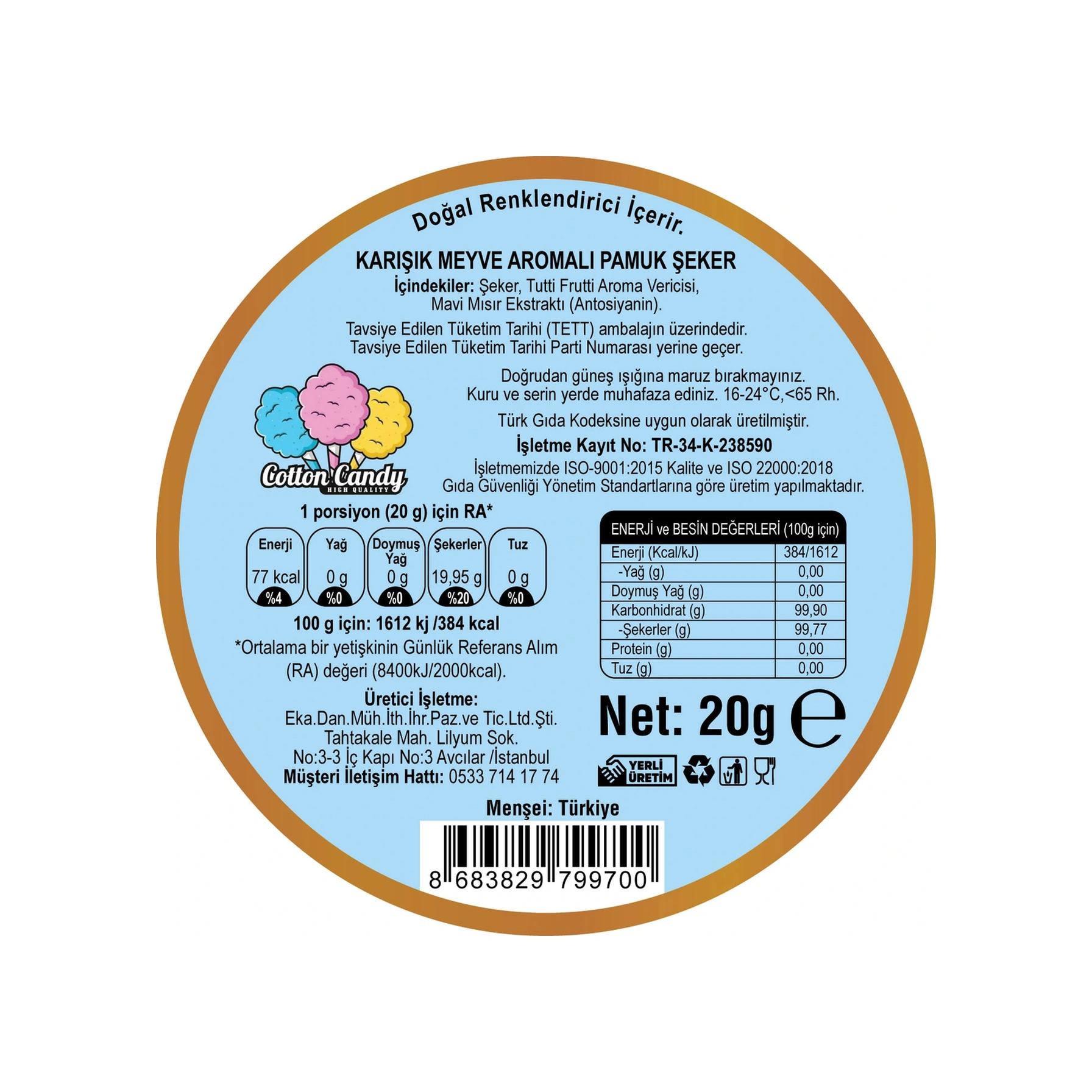 Çilek, Tutti Frutti , Yabanmersini, Aromalı 3'lü Gurme Pamuk Şekerler