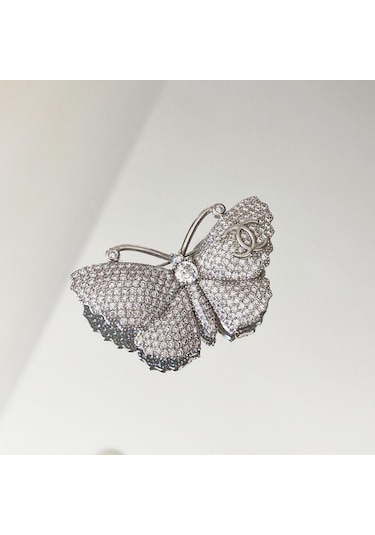 Mikail Meleği Taşlı Çelik Kolye Broş Set Çok renkli