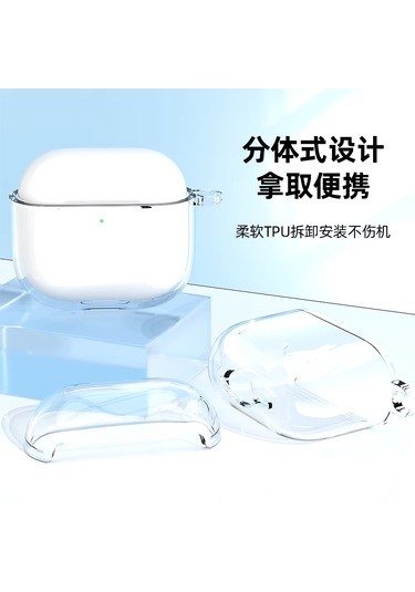 Airpods 4. Nesil Uyumlu Mat Silikon Koruyucu Kılıf+kanca Şeffaf