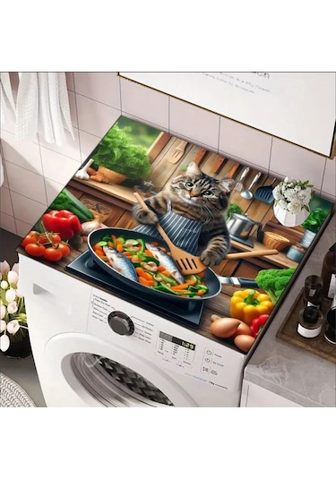 55 Cm X 45 Cm Kedi Şef Tasarımı Tezgah Üstü Bulaşık Kurutma Matı Bulaşıklık Kurutma Örtüsü Çok Renkli