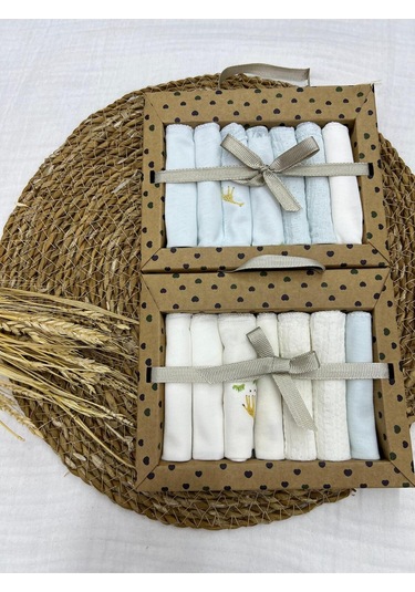 Desenli Penye Bebek Ağız Mendili 7'li 2 Paket 2025 Mö060