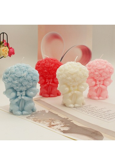 Dianziye Kırmızı Gül Ayı Şeklinde Soy Mum Aromatik Oda Kokusu Uzun Süreli Parfüm Ev Dekorasyonu Hediye Önerisi