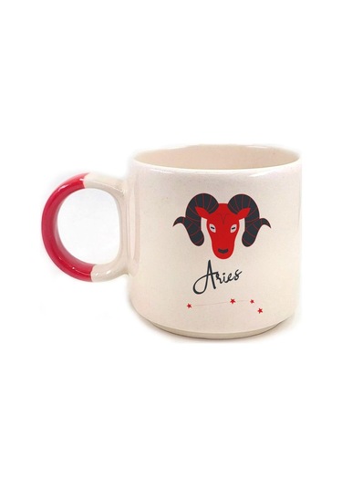 Koç Burcu Simgesi Baskılı Kırmızı Kulplu P Kupa