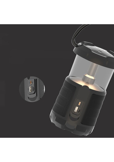 Lenyes S230 Kamp Gece Lambalı Bluetooth Speaker Hoparlör V5.3 Siyah