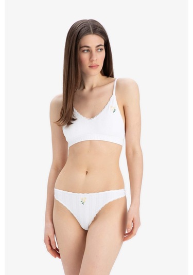 Defacto Kadın Çiçekli 2li Takım Sütyen Külot -fall İn Love E6599ax25smer98 Ekru