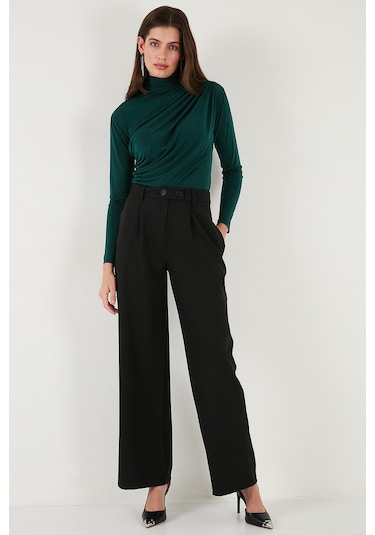 Lela Streç Büzgü Detaylı Slim Fit Dik Yaka Bayan Bluz 669925 Nefti