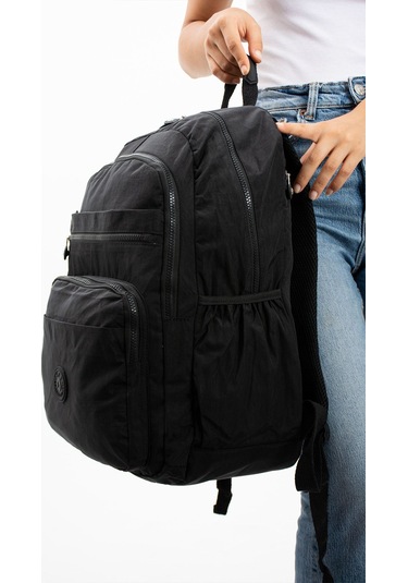 Ultra Hafif Çok Cepli Su Geçirmez Okul Çantası Laptop, Notebook, Okul, Spor, Seyahat Siyah 571-11b-12 Siyah