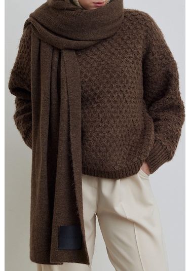 Cozy Yumuşak Dokulu Atkı Kahverengi Kahverengi