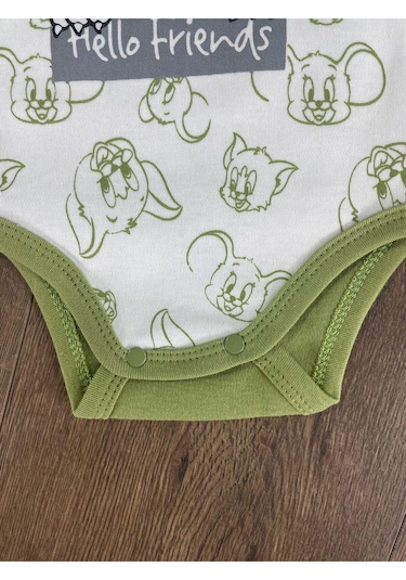 2d2b Hello Friends Alttan Çıtçıtlı Bereli Unisex 3lü Bebek Takım Yeşil