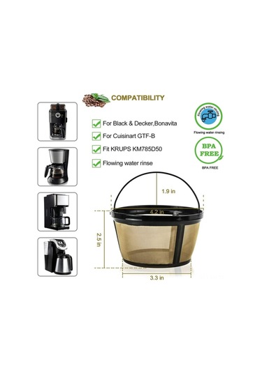 Ximistore9 2 Adet Yeniden Kullanılabilir Kahve Filtresi Sepeti - 8-12 Bardak Kapasitesi - Çeşitli Kahve Makinaları İçin Uyumlu - Lezzeti Artırır - Çevre Dostu - Kolay Temizlenir