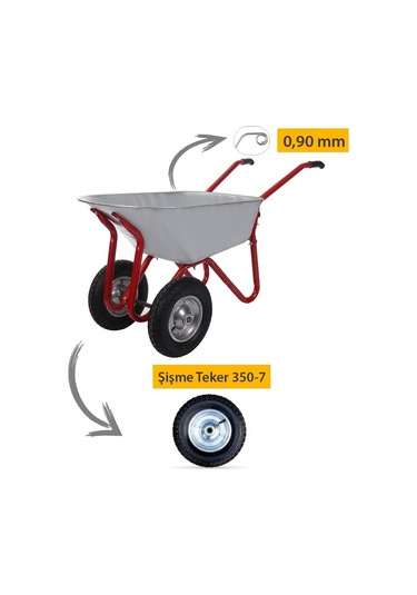 Kanat Plus Galvanizli Iki Teker Demonte El Arabası 0.90 Mm Sac