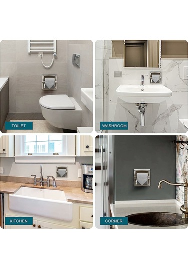 Skycity Gömülü Tuvalet Kağıdı Tutucu, 304 Çelik, Pas Ve Pas Koruma, Uzun Ömürlü, Kolay Kurulum, Mat Siyah, Boşluk Tasarrufu Gümüş