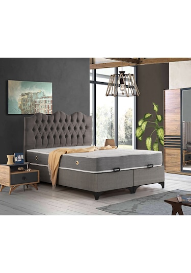 Azrayatakmobilya Çift Kişilik Comfort Yatak+Baza+Modelli Başlık