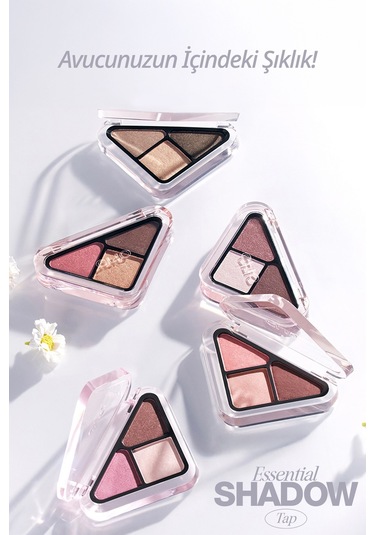 3 Renk İçeren, Mat Ve Işıltılı Bitişli Mini Far Paleti Clıo Essential Shadow Tap 03 Mauve Authentic 03 Mauve Authentic