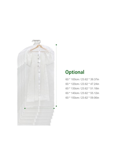 Reedark 6 Adet Su Geçirmez Şeffaf Elbise Koruma Kılıfı - Tam Fermuarlı Gardırop Saklama Çantası Beyaz