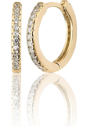 Zanaatsilver 925 Ayar Gümüş 14k Altın Kaplama Halka Küpe 12  MM