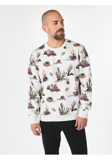 Colin's Regular Fit Baskılı Beyaz Erkek Sweatshirt CL1061632_Q1.V1_SNM