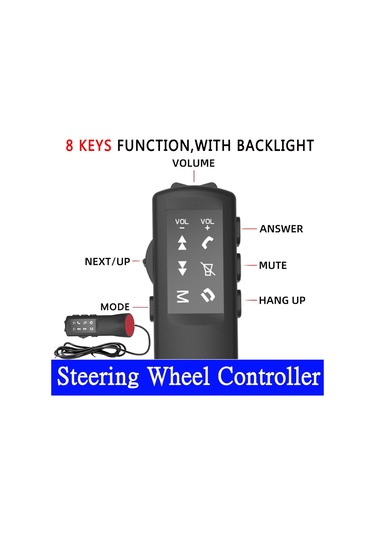 Fosenze Araba Direksiyon Kontrol Butonu 8 Tuşlu Işıklı Ekranlı Universal Android Multimedya Sistemi Uyumlu Siyah Abs+pc