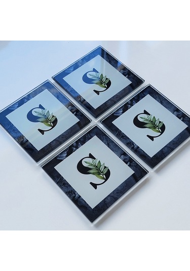 Decorita Cam Bardak Altlığı S Harfli Tasarım 4'lü Takım 10 x 10 CM Çok Renkli